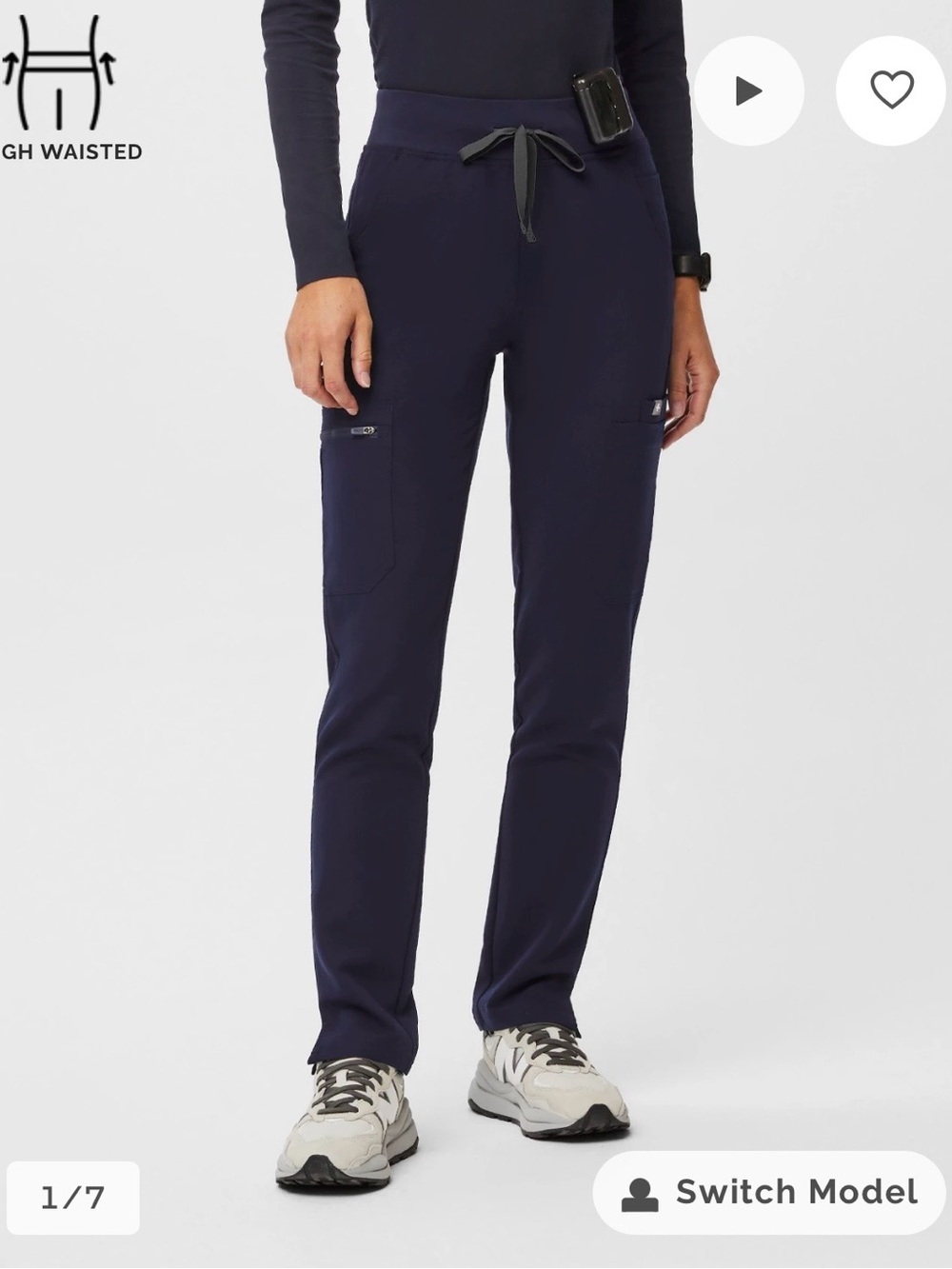 FIGS High Waisted Yola Scrub Pant in Navy